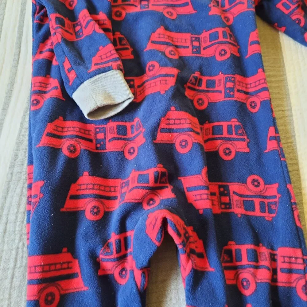 Carter's Red Firetruck Baby Footie Pajama - Navy/Red, Size 18 month old